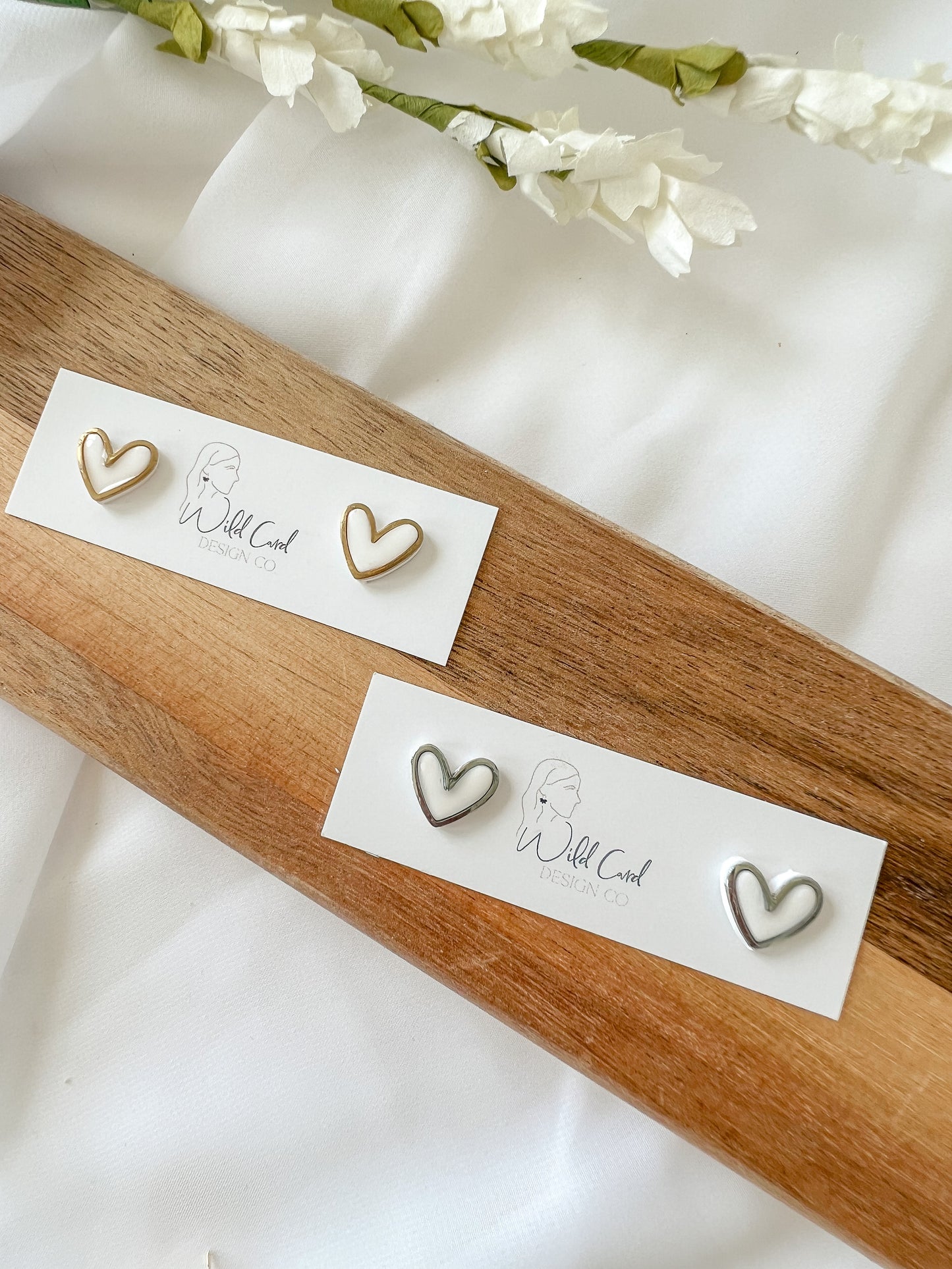 Brass heart studs