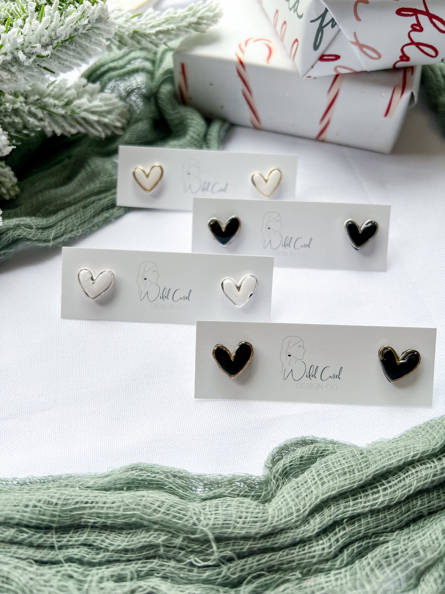 Brass heart studs
