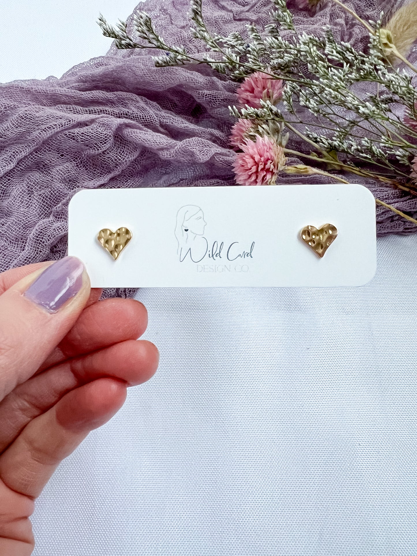 Crinkle Heart Studs