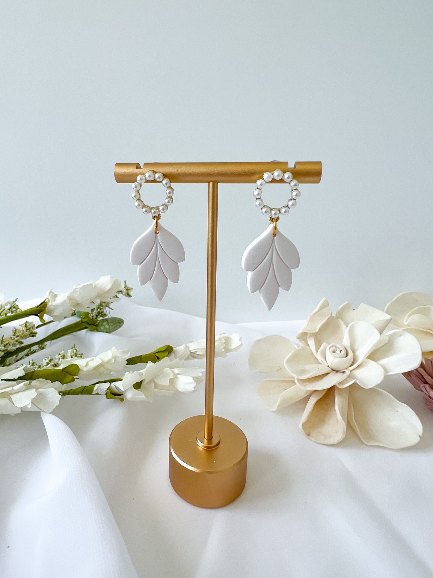 Leaf Dangle with Pearl Post (multiple colors available)