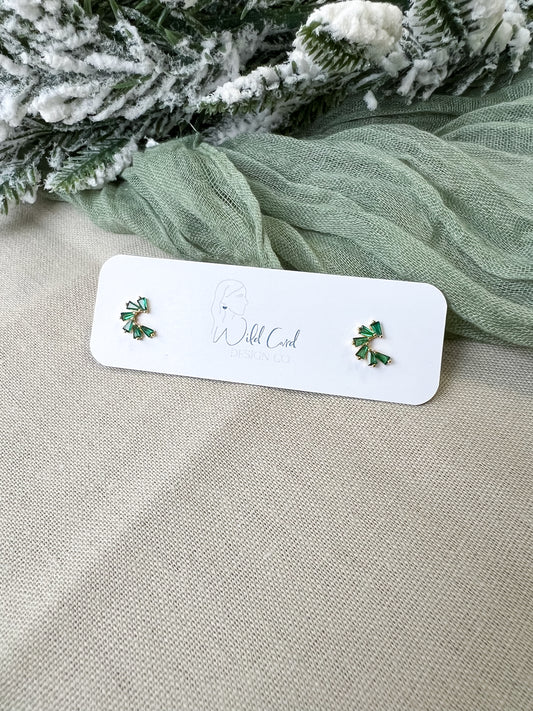 Emerald Crescent Studs
