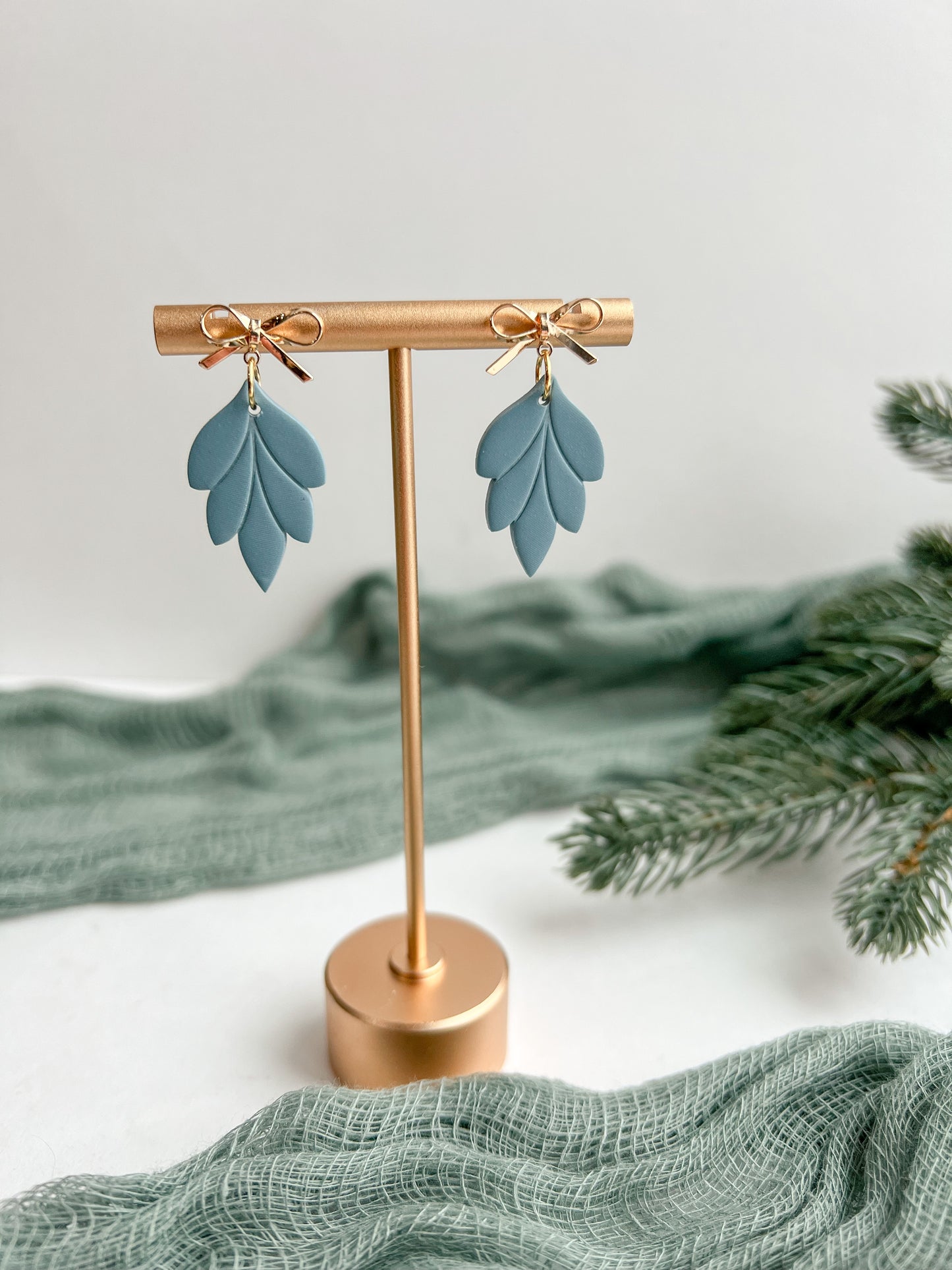 Leaf Dangle with Bow Post (multiple colors available)