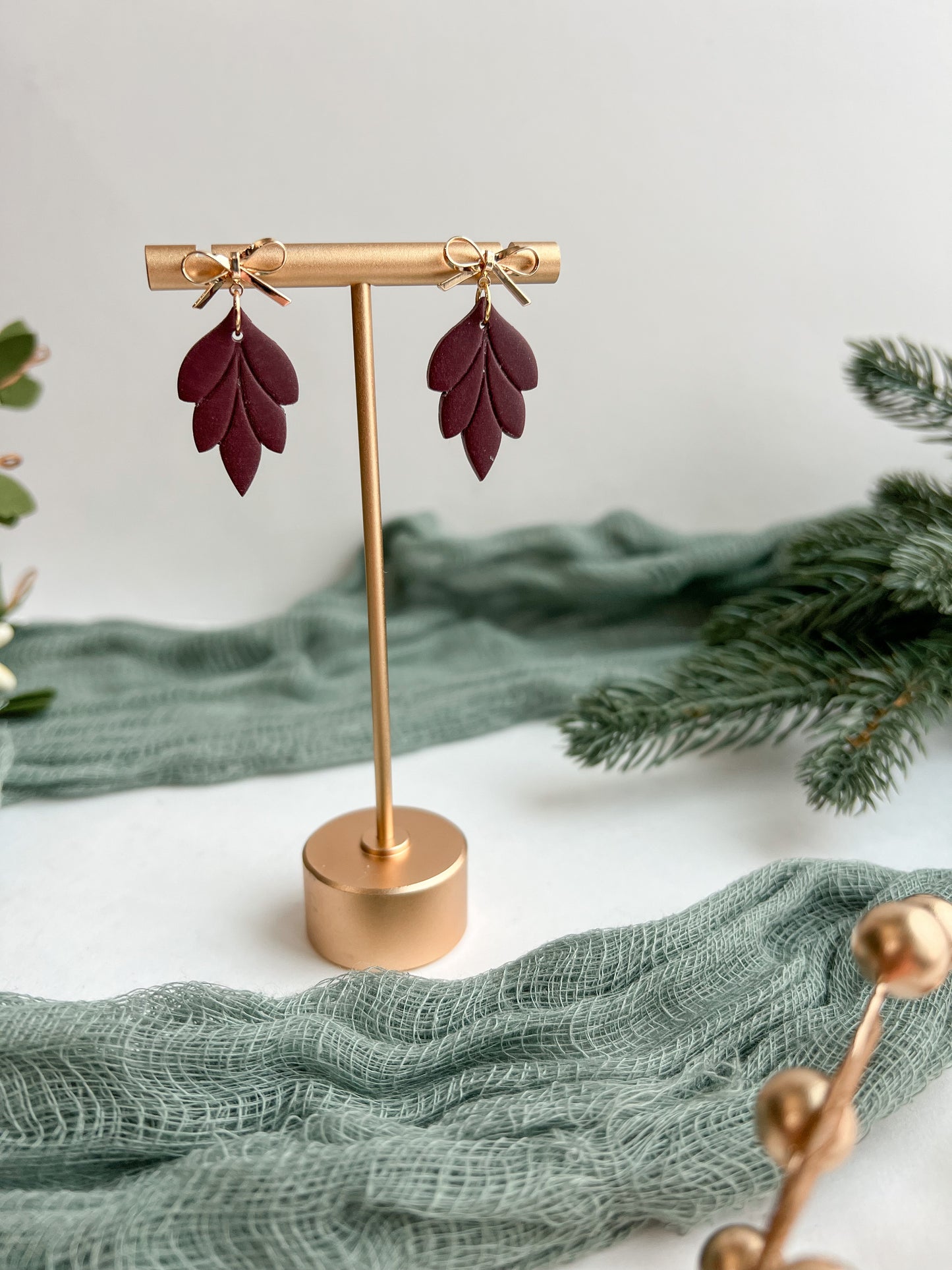 Leaf Dangle with Bow Post (multiple colors available)
